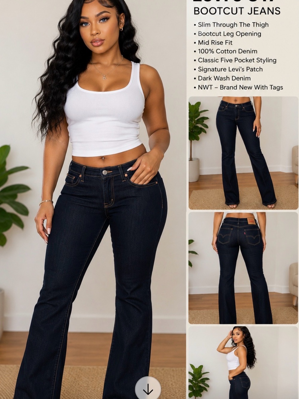 Levi's Dark Low Rise Flare Indigo Bootcut Jeans - Women's